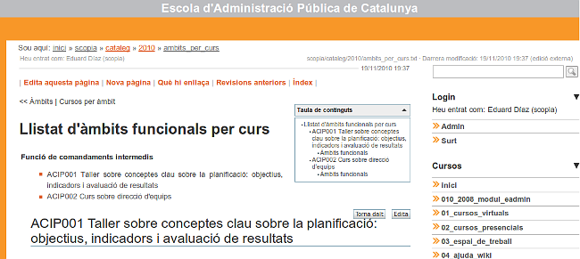  Àmbits per curs 