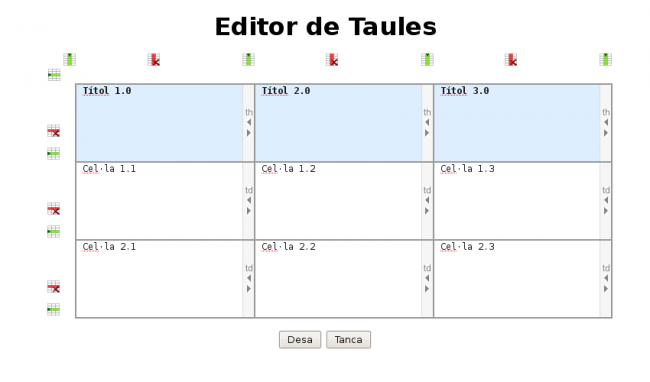 Imatge d'exemple de l'editor de taules