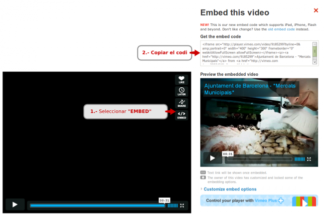  Inserir un vídeo de vimeo